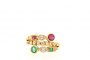 18 Carat Yellow Gold Ring - Diamonds - Rubies - Emeralds 1