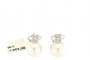 18 Carat White Gold Earrings Diamonds 0.16 ct - Pearls 2
